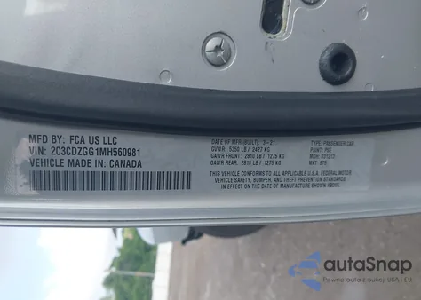 2021 Dodge Challenger Sxt Awd из США, поврежденный, VIN 2C3CDZGG1MH560981